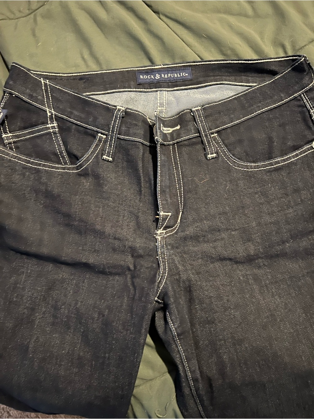 Rock & Republic Black Jeans with White Stitching